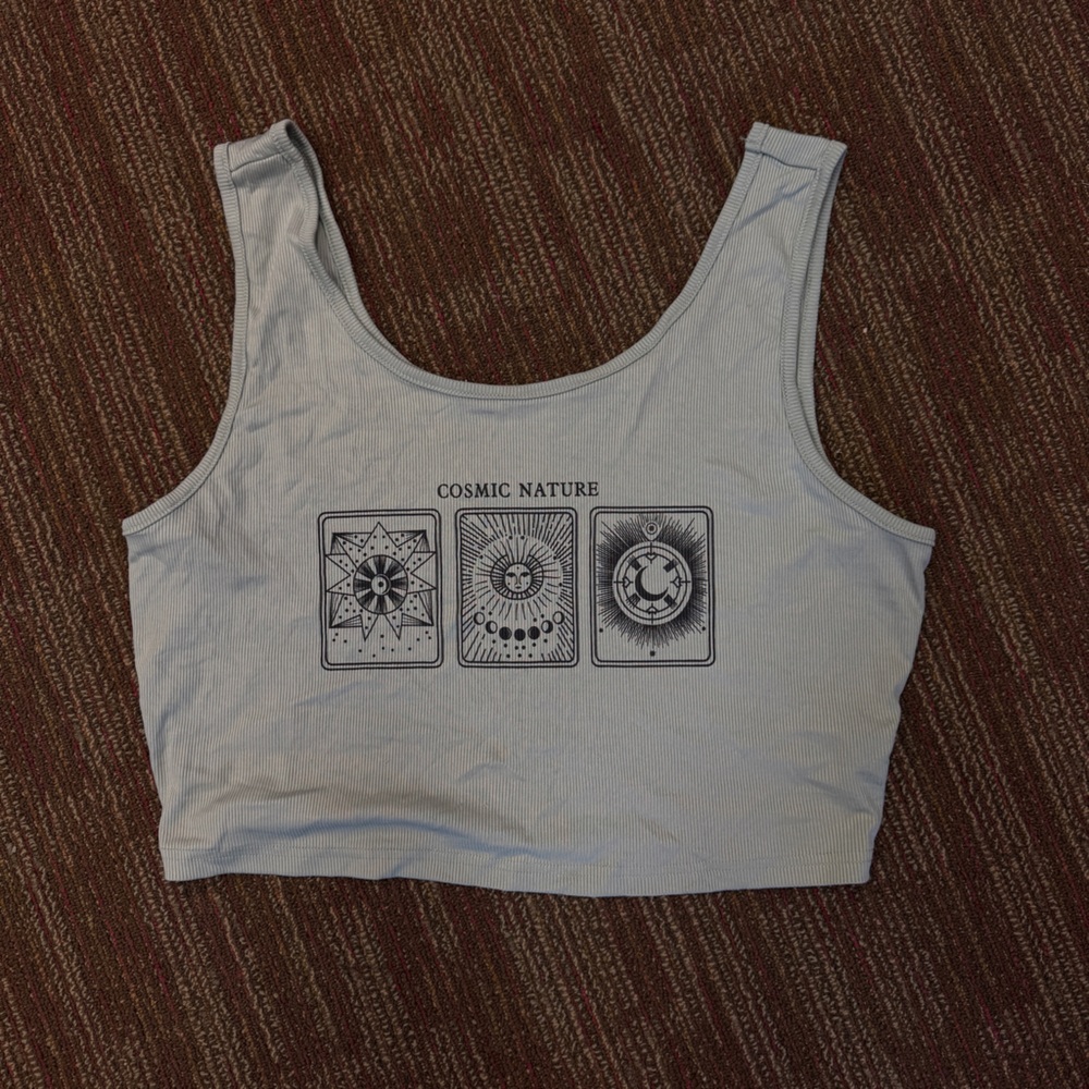 SHEIN Gray Cosmic Graphic Tank Top
